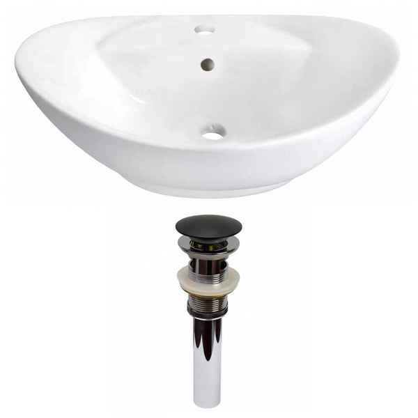 American Imaginations 23-in. W Above Counter White Vessel Set For 1 Hole Center Faucet AI-30989